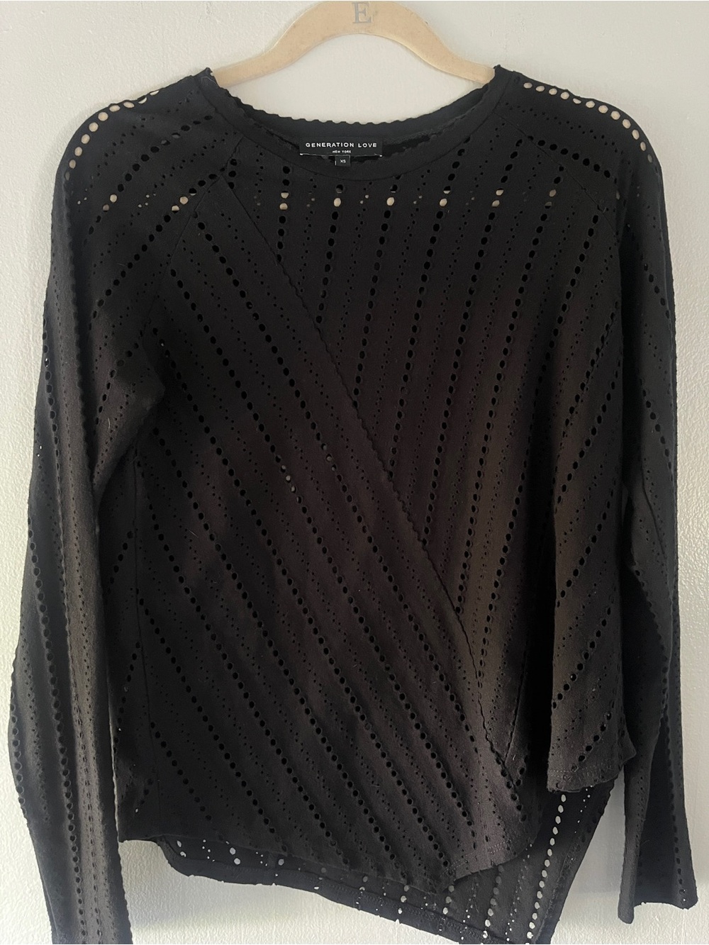 Generation Love Black Eyelet Knit Long Sleeve Top